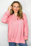 Salmon / SM Pressley Rib Knit Side Slit Pullover - BACK IN STOCK - Madison and Mallory
