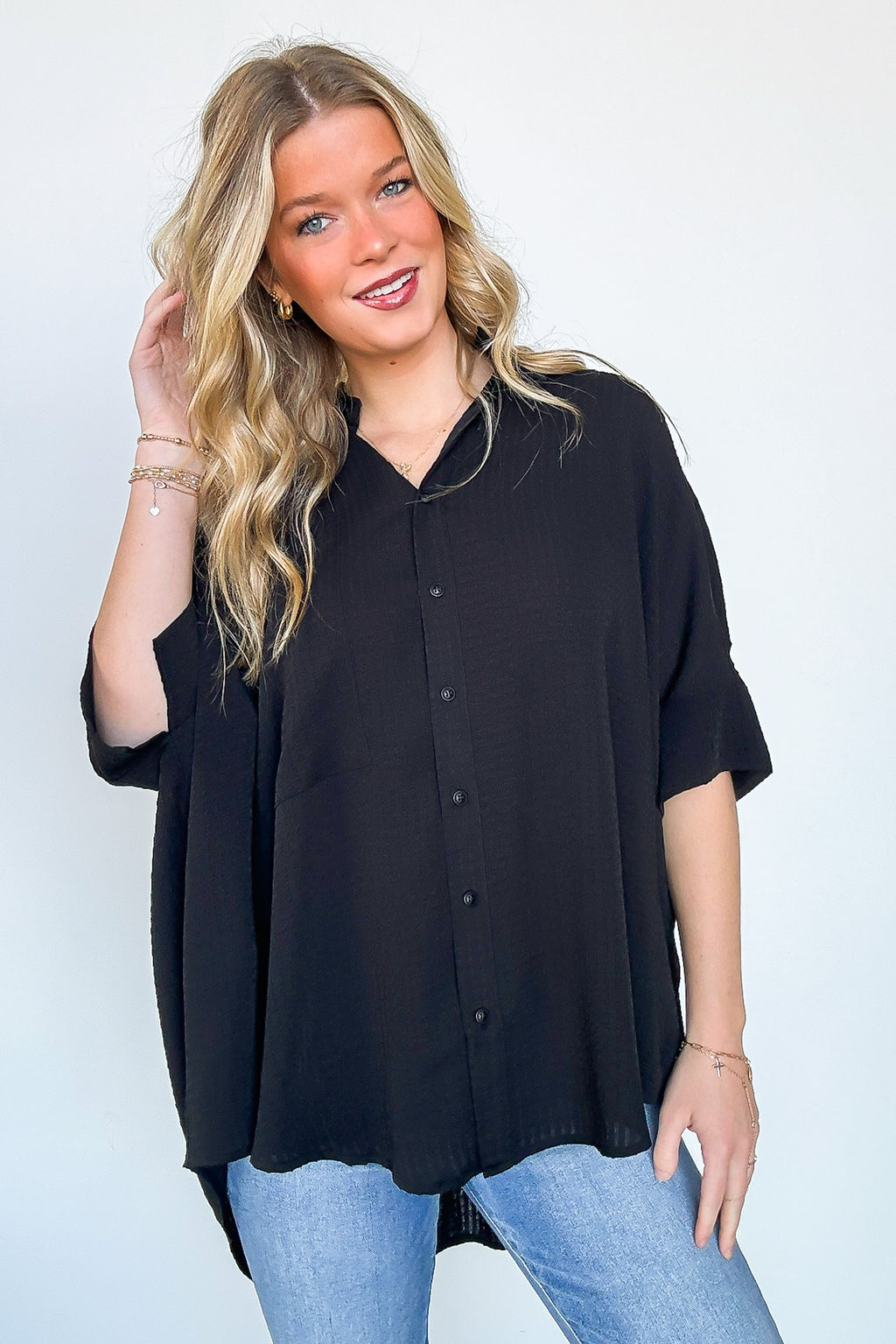 Ayla Textured Knit Button Down Top - FINAL SALE - Madison and Mallory