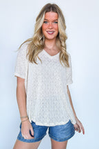 Lanai V-Neck Crochet Top - BACK IN STOCK - Madison and Mallory