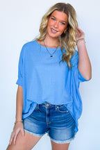 Ocean Blue / SM Easy Does It Flowy Knit Tunic Top - Madison and Mallory