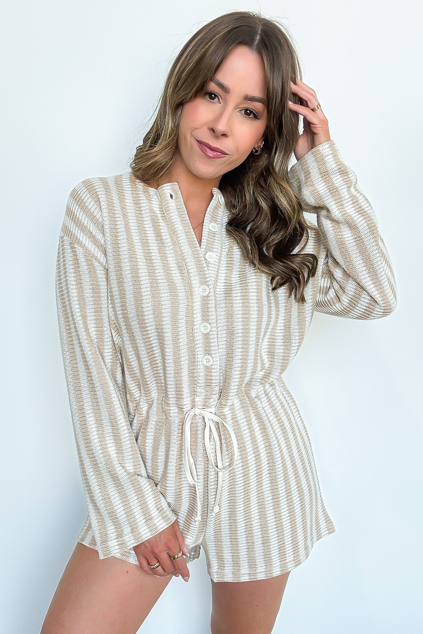 Relaxed Attitude Knit Striped Romper - FINAL SALE - Madison and Mallory