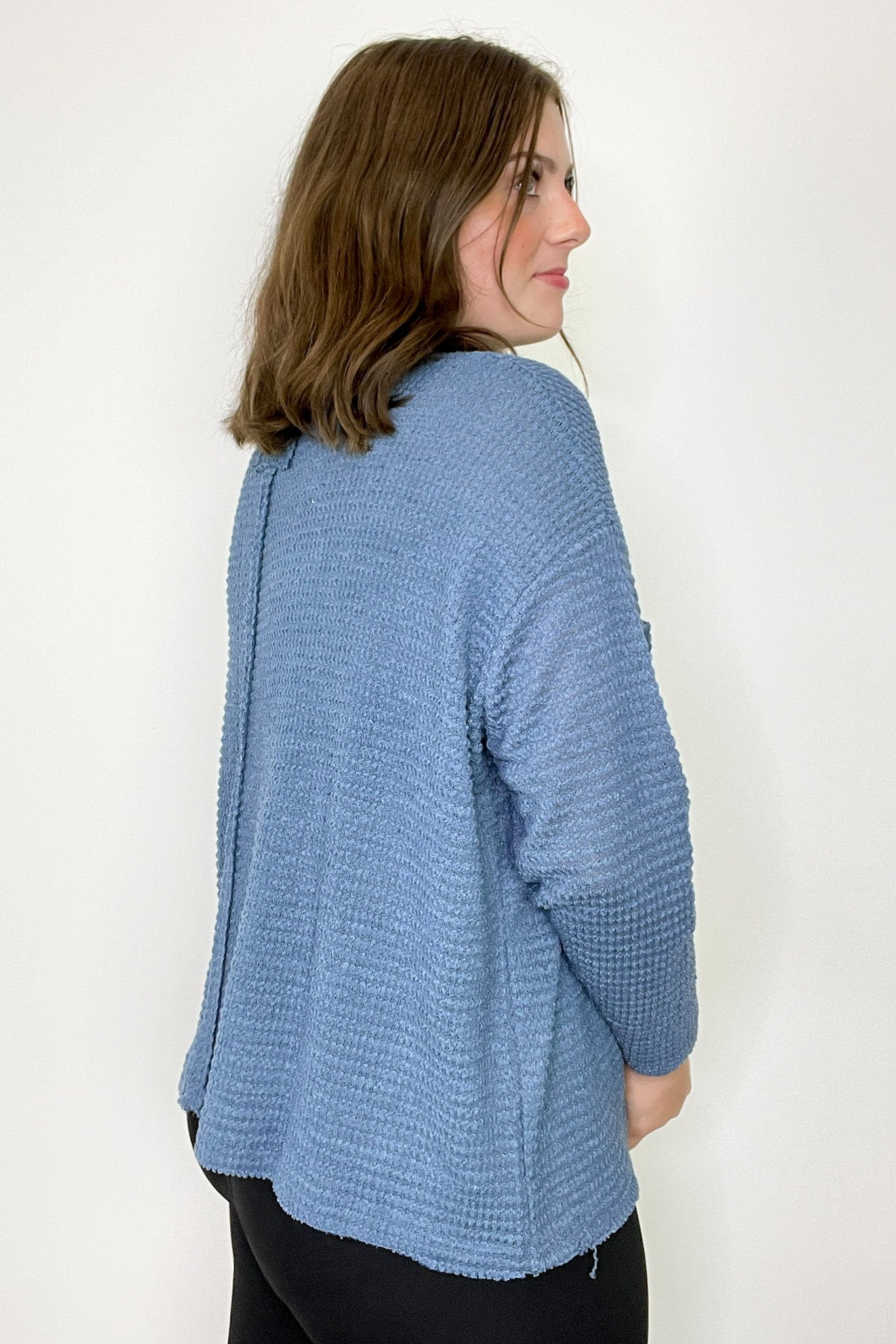 Lorenah Drop Shoulder Waffle Knit Pocket Top - FINAL SALE - Madison and Mallory