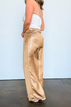 Sasha Wide Leg Crinkle Textured Trouser Pants - Madison and Mallory