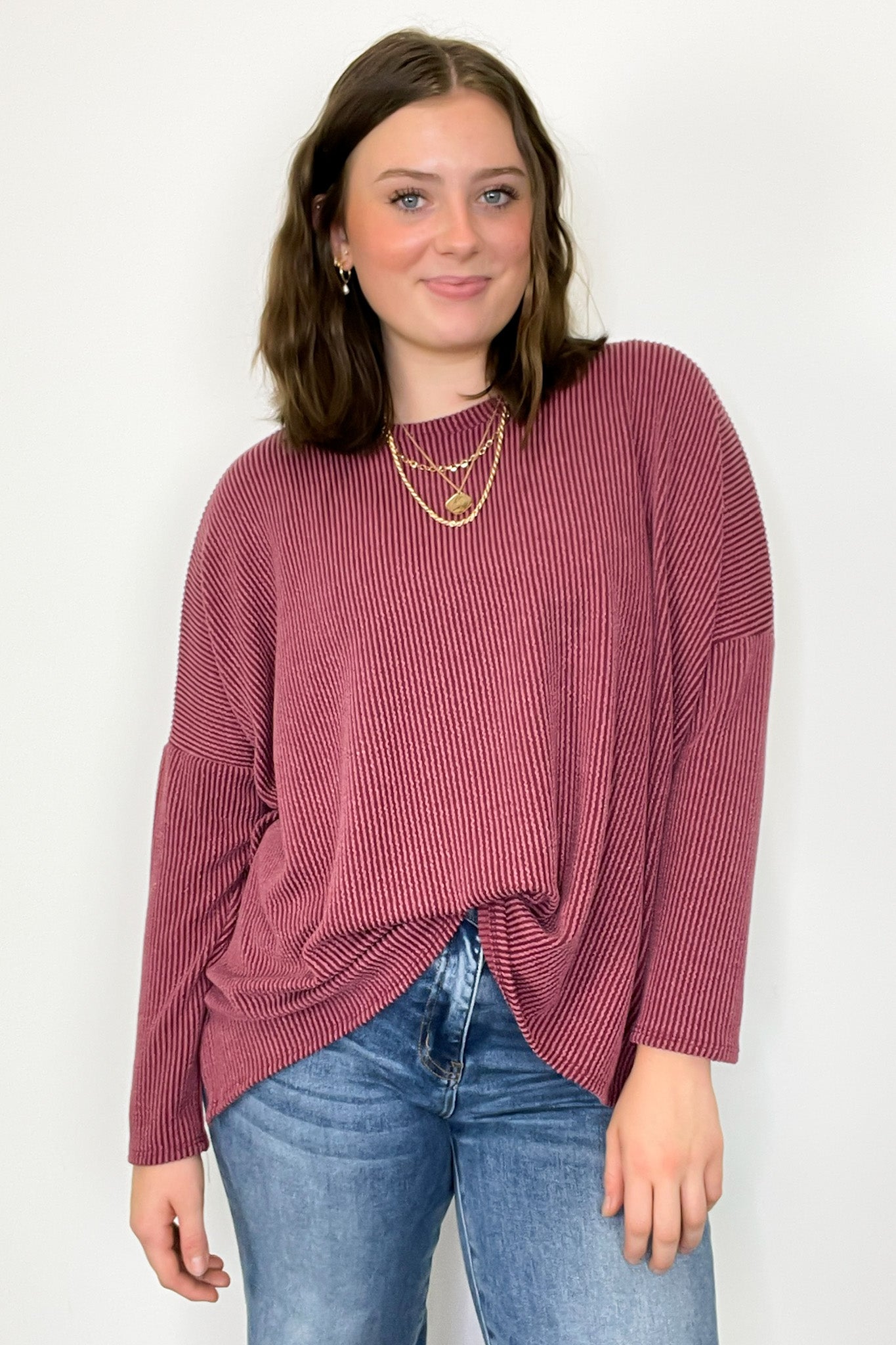  Cozy Bliss Long Sleeve Ribbed Knit Oversized Top - Madison and Mallory