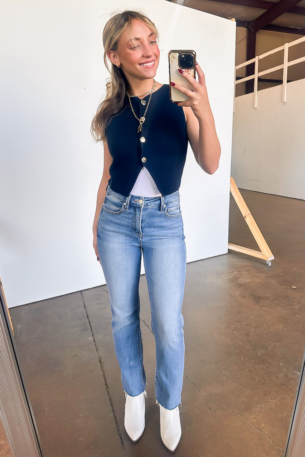 Harlow Button Down Split Hem Sweater Vest Top - FINAL SALE - Madison and Mallory