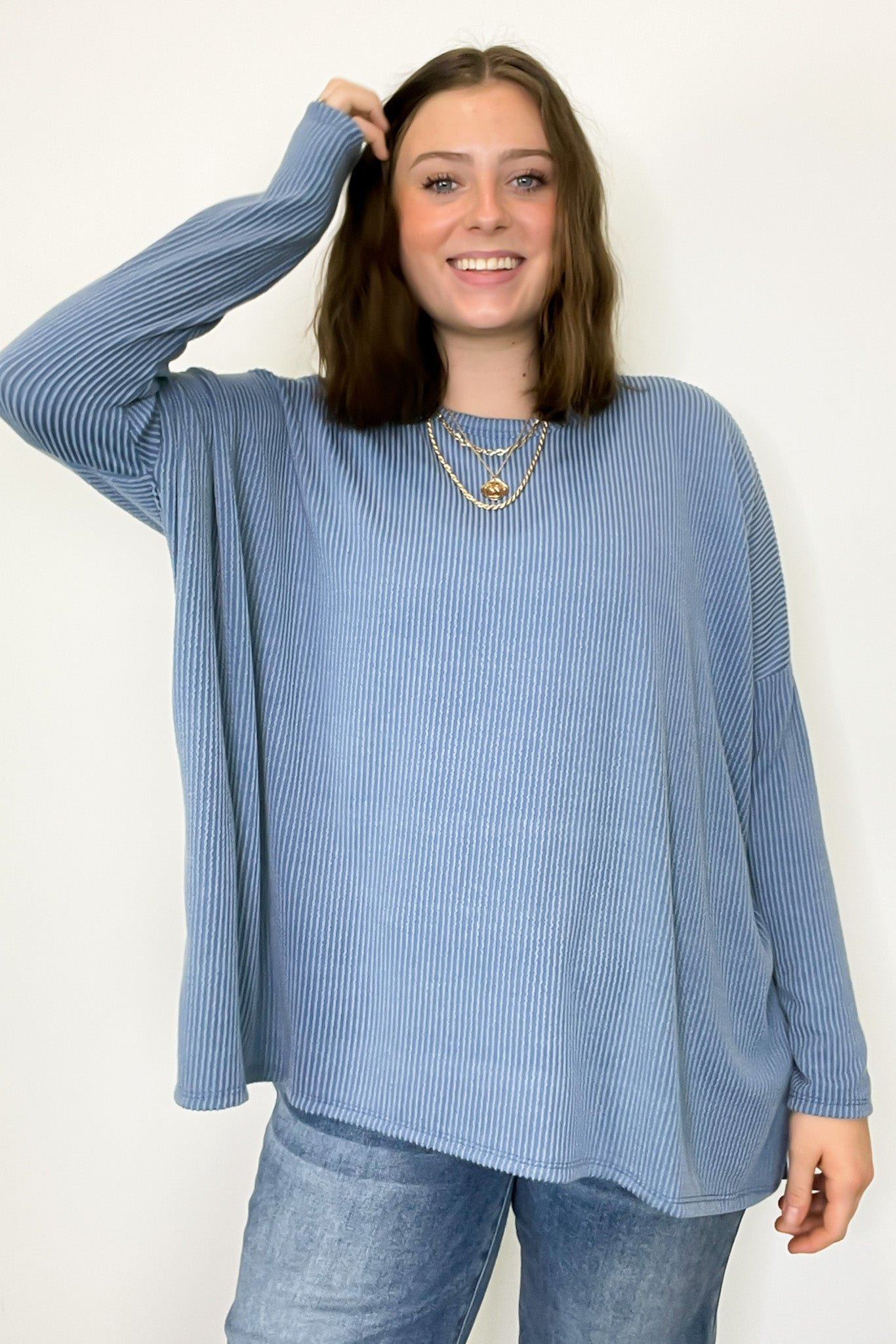  Cozy Bliss Long Sleeve Ribbed Knit Oversized Top - Madison and Mallory