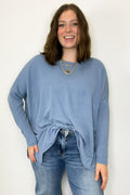 Denim Vintage / S Cozy Bliss Long Sleeve Ribbed Knit Oversized Top - FINAL SALE - Madison and Mallory