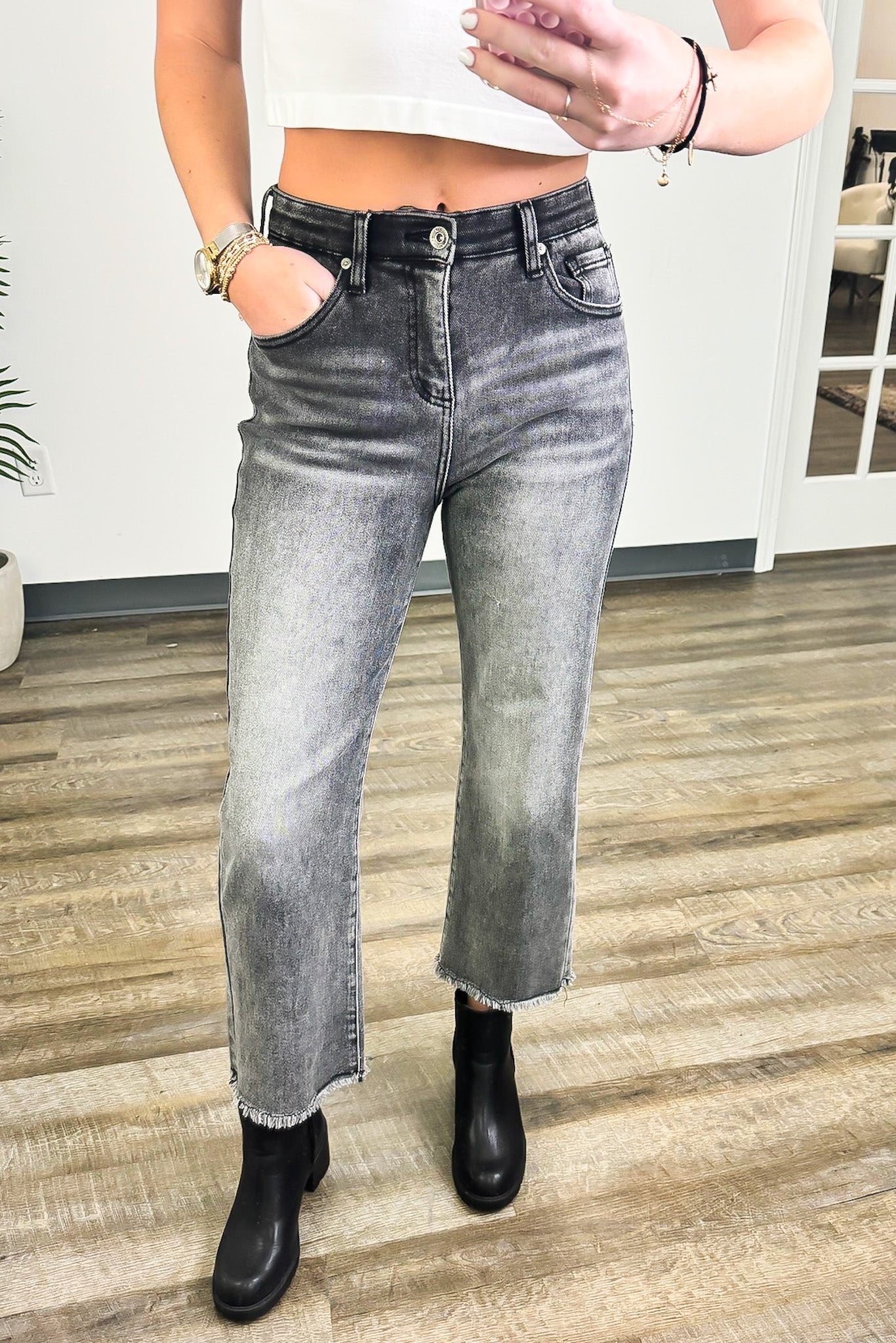 Skyline Charm High Rise Bootcut Jeans - Madison and Mallory