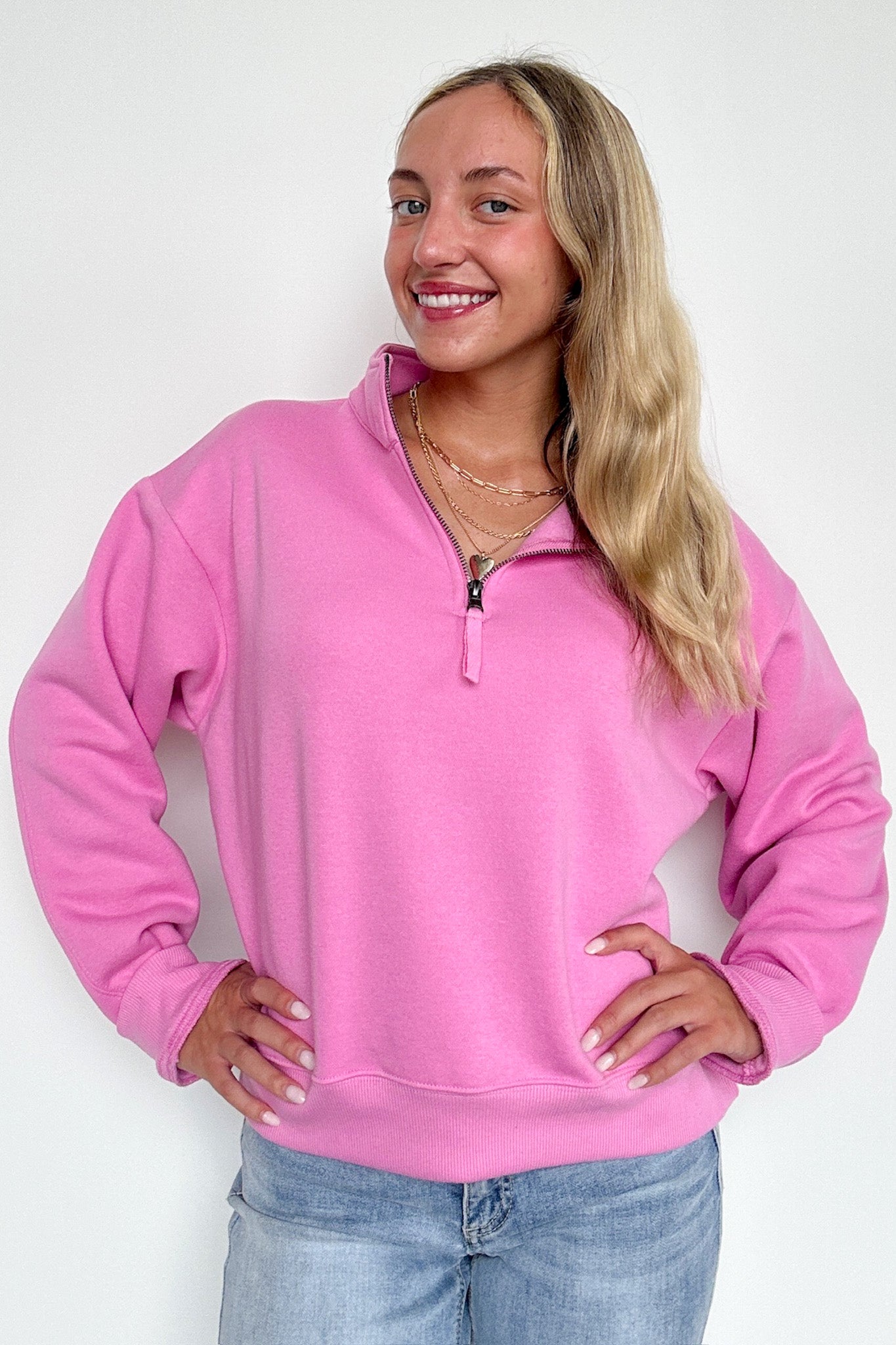 Candy Pink / S Haven Half Zip Fleece Pullover - Madison and Mallory