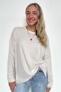 Sand Beige / S Chill Essentials Ribbed Brushed Knit Pocket Top - FINAL SALE - Madison and Mallory