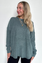 Ash Jade / S Chill Essentials Ribbed Brushed Knit Pocket Top - FINAL SALE - Madison and Mallory