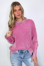 Tara Washed Side Slit Knit Sweater - BACK IN STOCK - Madison and Mallory