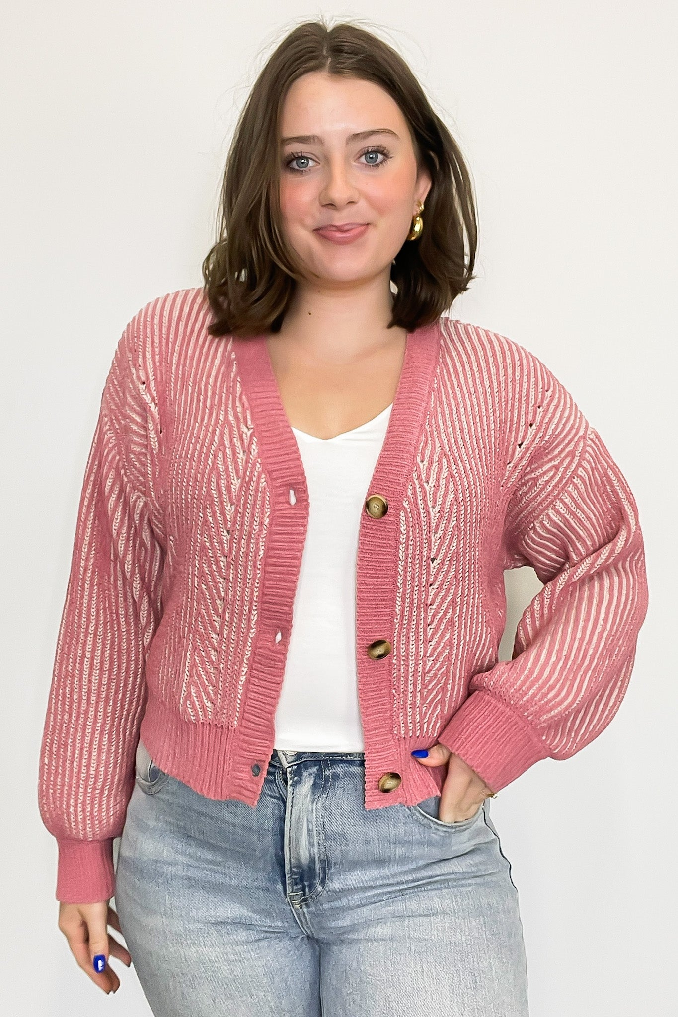 Signature Sunday Two Tone Button Down Cardigan - Madison and Mallory