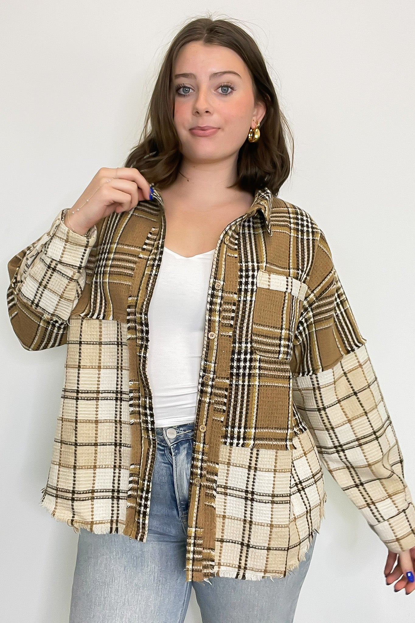 Notoriously Cool Mixed Plaid Oversized Shacket - Madison and Mallory