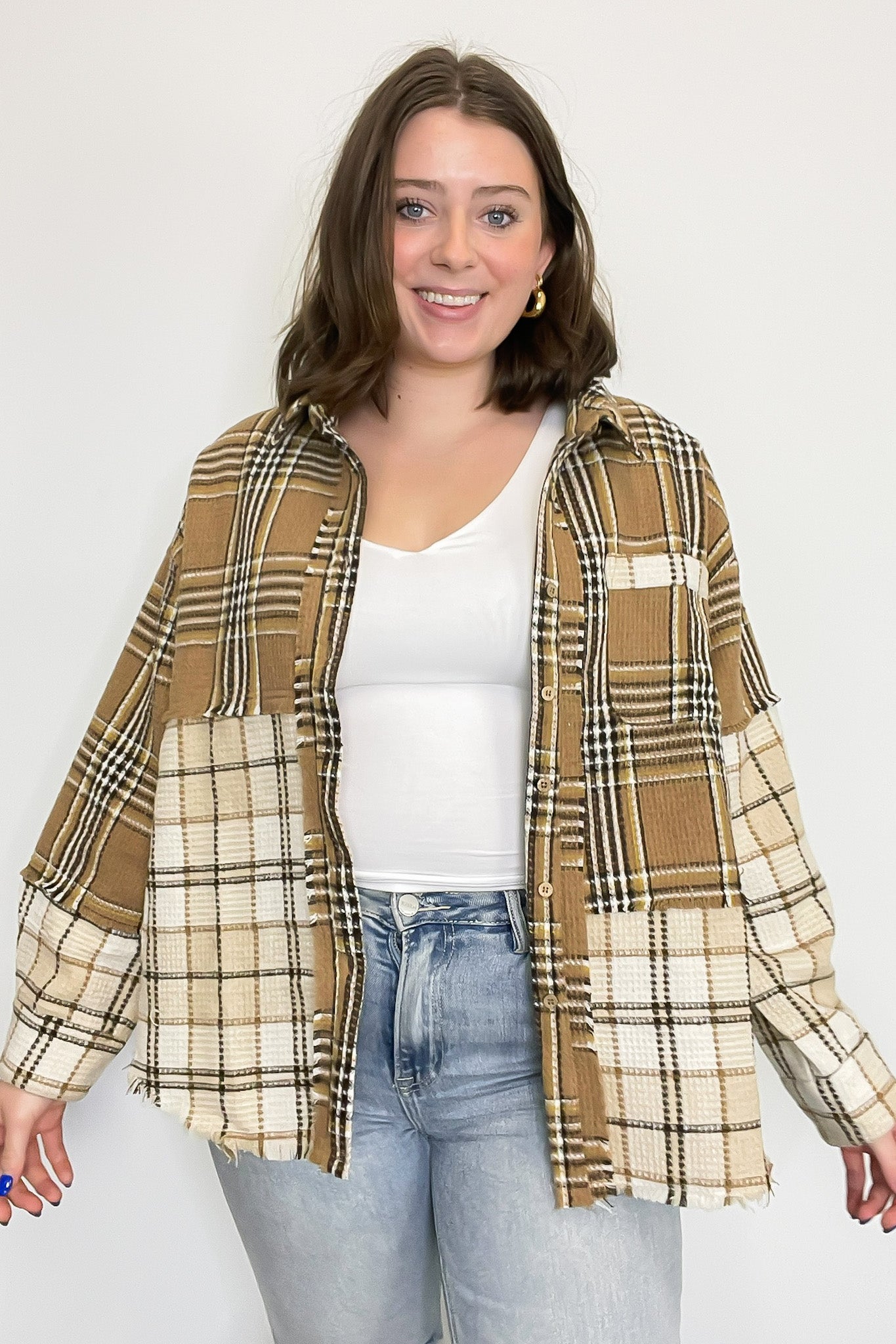 Notoriously Cool Mixed Plaid Oversized Shacket - Madison and Mallory