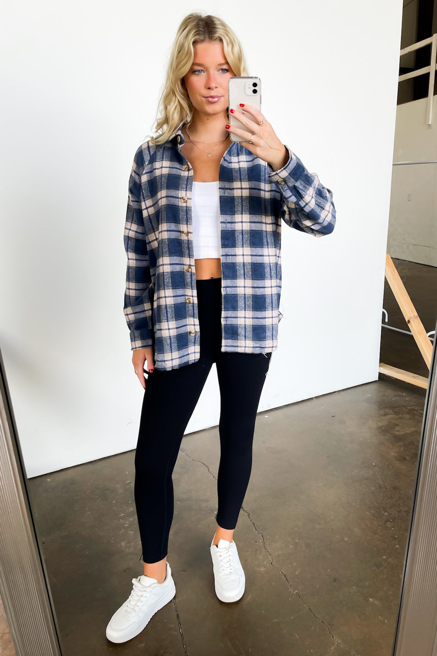  Keep It Cozy Oversized Button Down Plaid Flannel Top - Madison and Mallory