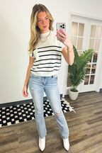 Anika Short Sleeve Striped Knit Top - Madison and Mallory