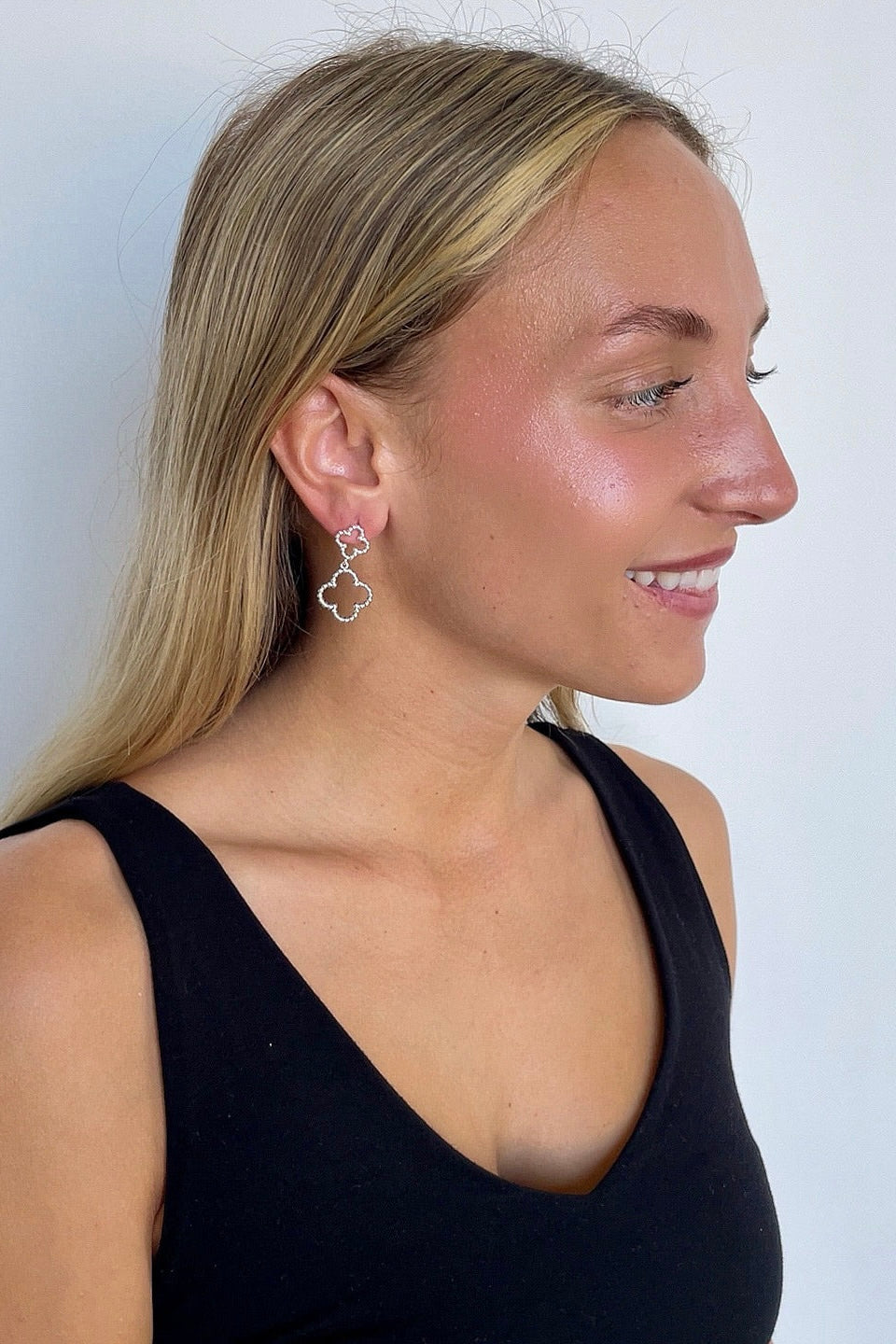  Elevated Perfection Double Clover Drop Earrings - Madison and Mallory