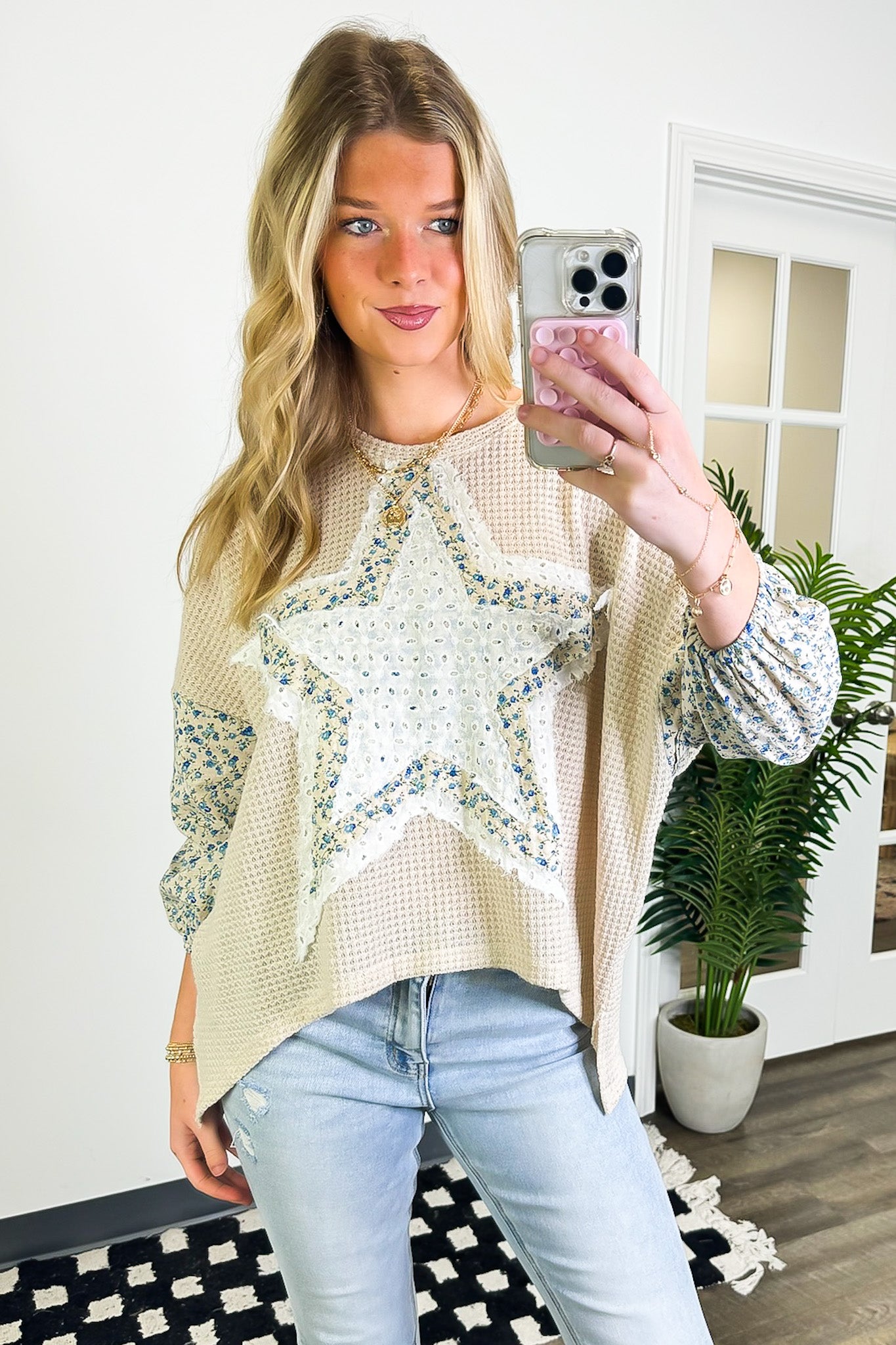 Multi Star Patchwork Contrast Top - Madison and Mallory