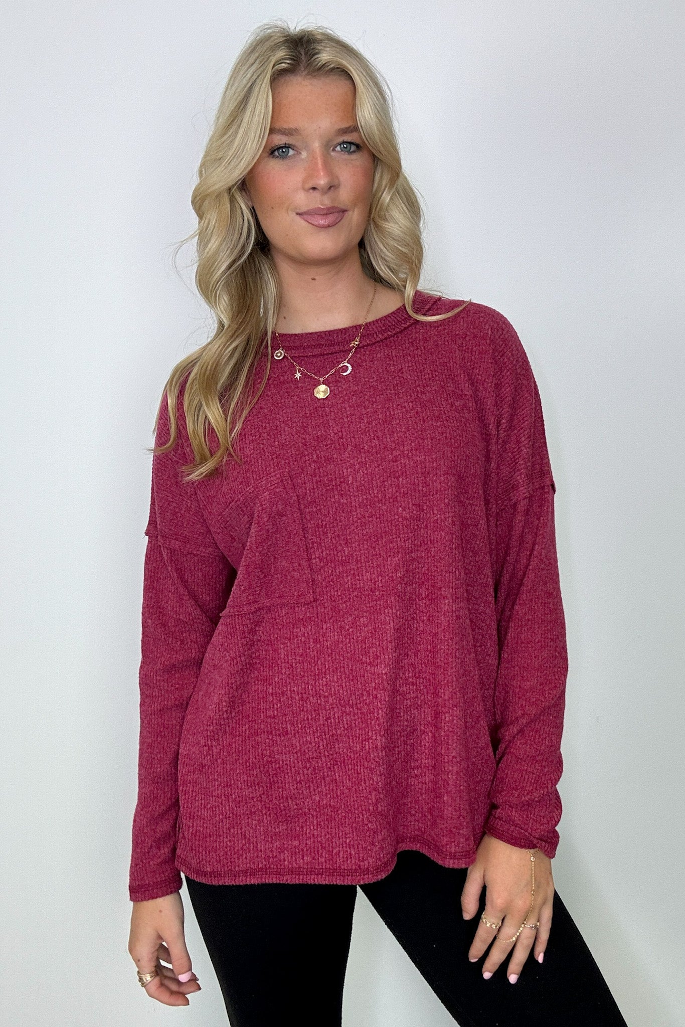 Chill Essentials Ribbed Brushed Knit Pocket Top - FINAL SALE - Madison and Mallory