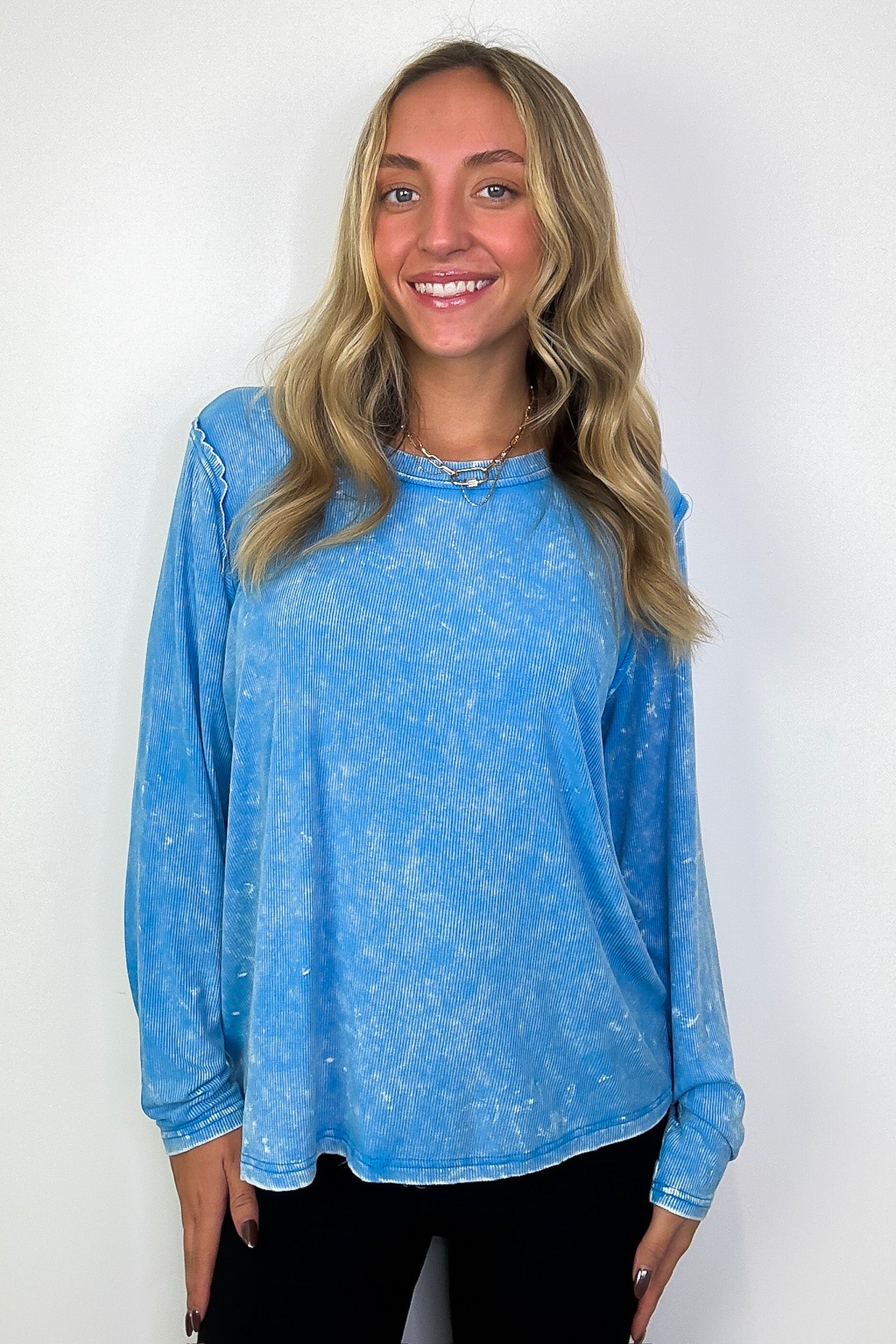 Deep Sky Washed Ribbed Top Deep Sky Washed Ribbed Top