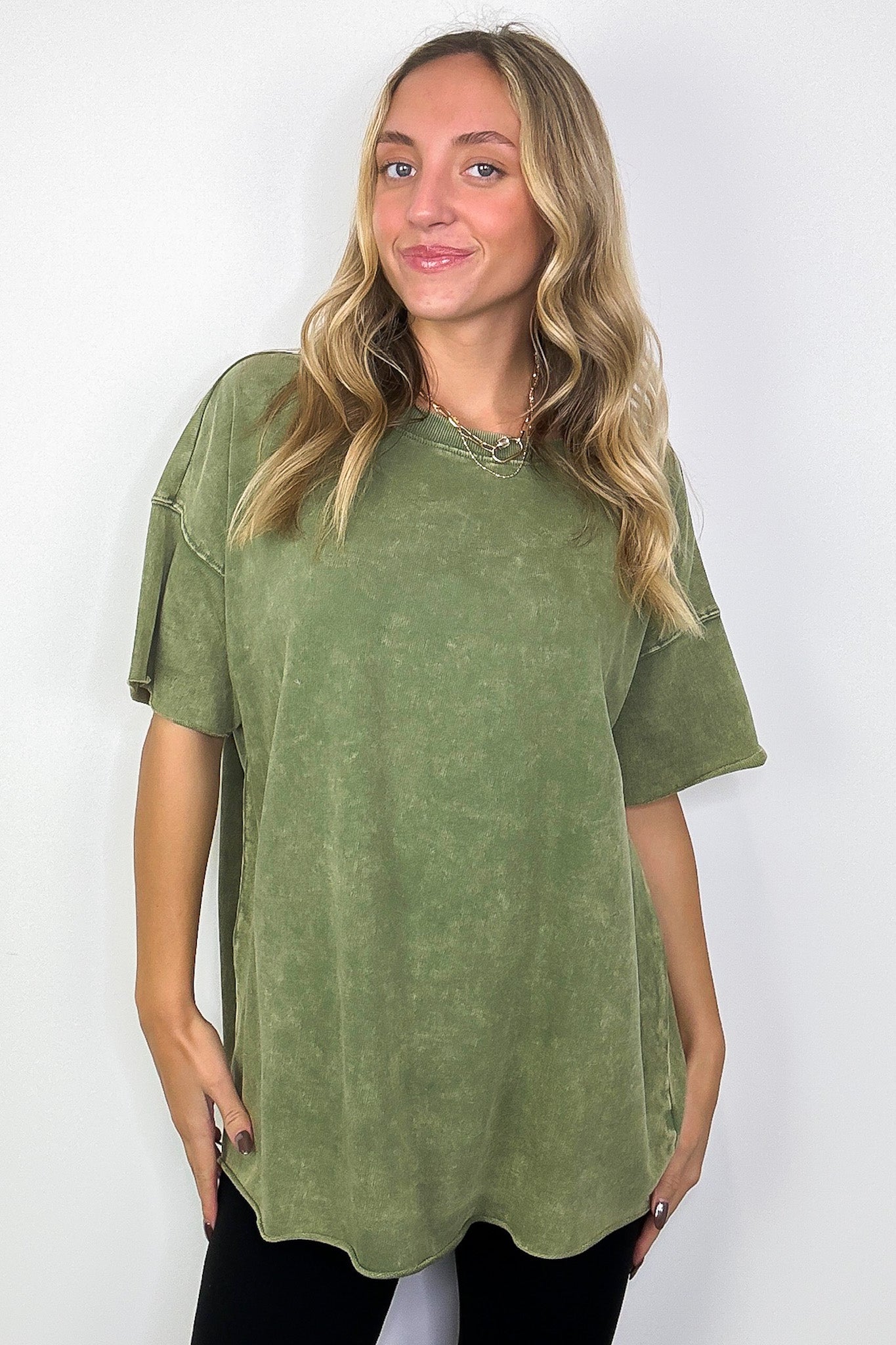 Ash Olive / SM Serene Escapes Acid Wash Relaxed Fit Top - BACK IN STOCK - Madison and Mallory