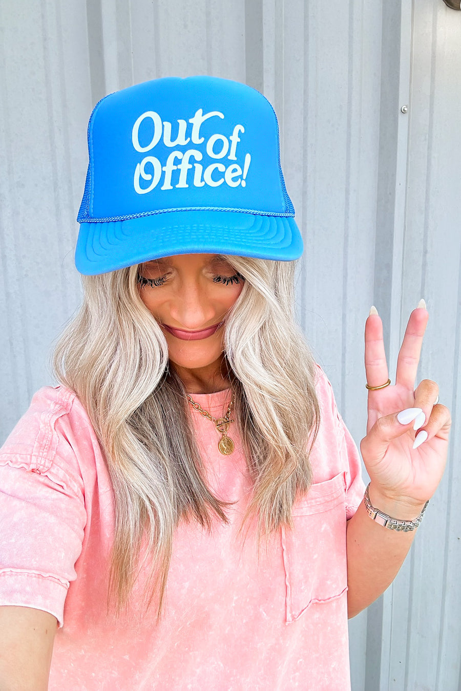 College Blue Out of Office Graphic Trucker Hat - Madison and Mallory