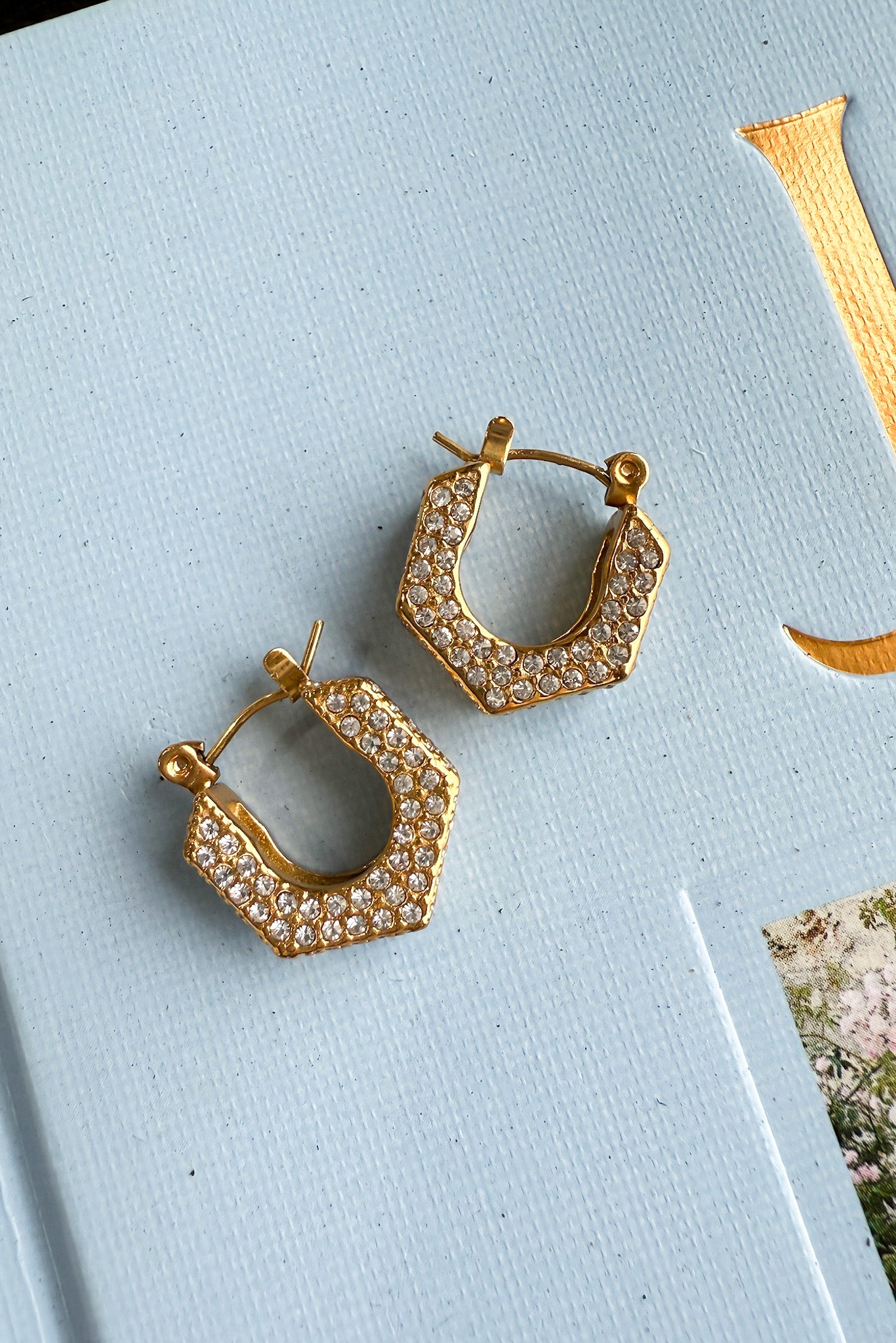 Gold Diamond Dailee Hoop Earrings - Madison and Mallory