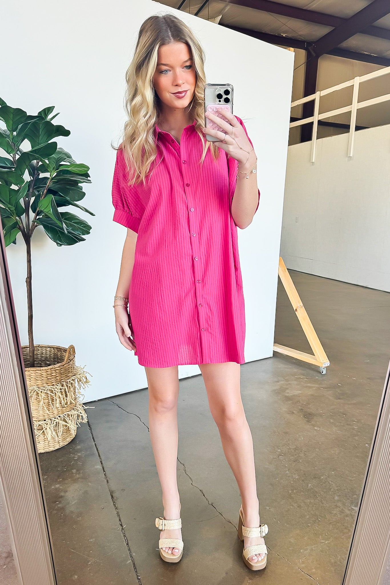 Renna Striped Button Up Shirt Dress - Madison and Mallory