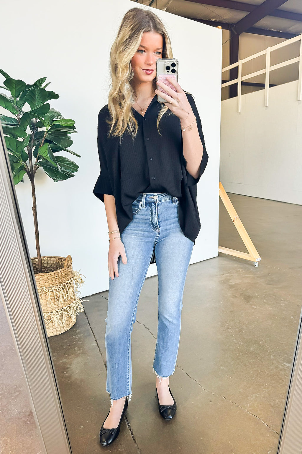 Ayla Textured Knit Button Down Top - FINAL SALE - Madison and Mallory