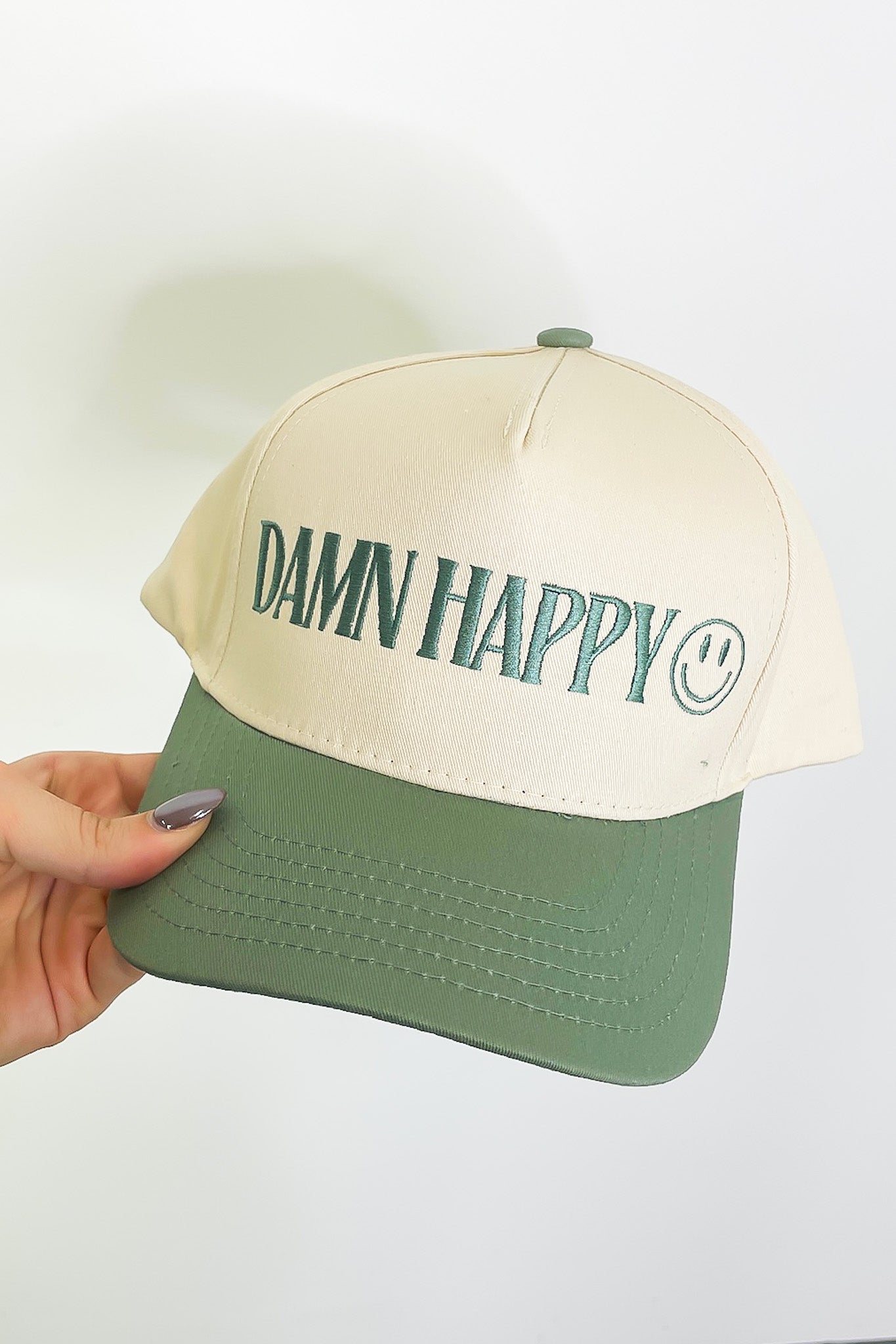 DAMN HAPPY Graphic Snapback Hat - Madison and Mallory