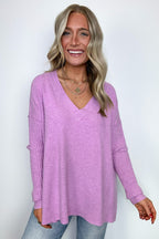 Sophie V-Neck Ribbed Hem Sweater - FINAL SALE - Madison and Mallory