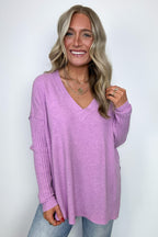  Sophie V-Neck Ribbed Hem Sweater - BACK IN STOCK - Madison and Mallory