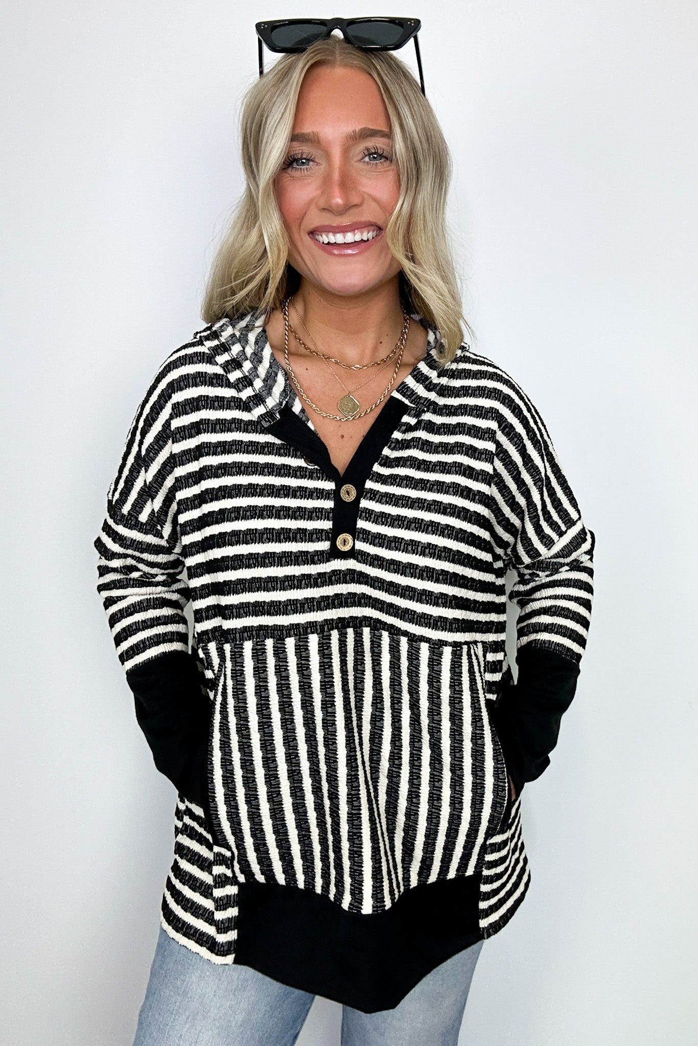  Margo Striped Hooded Pullover - Madison and Mallory