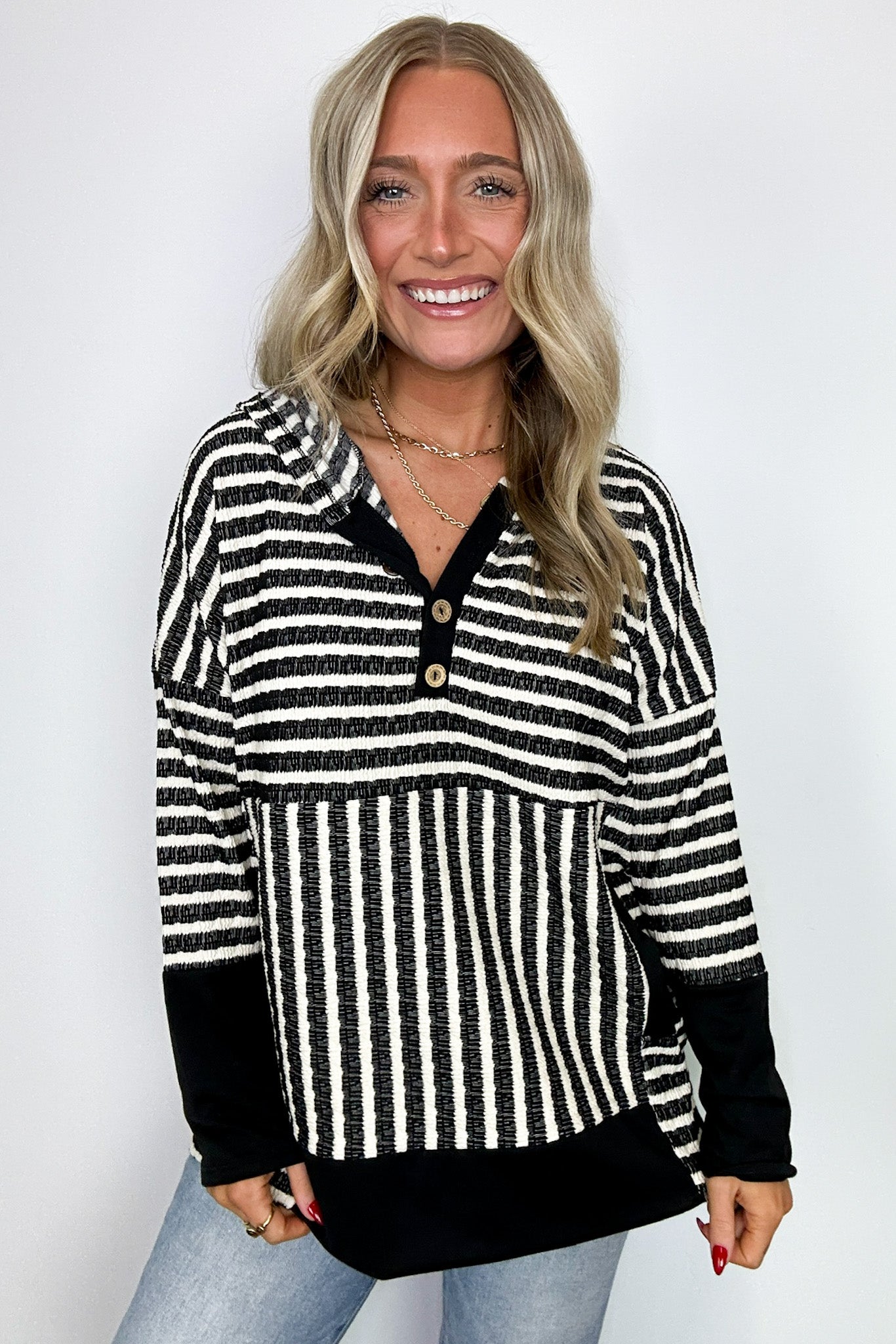  Margo Striped Hooded Pullover - Madison and Mallory