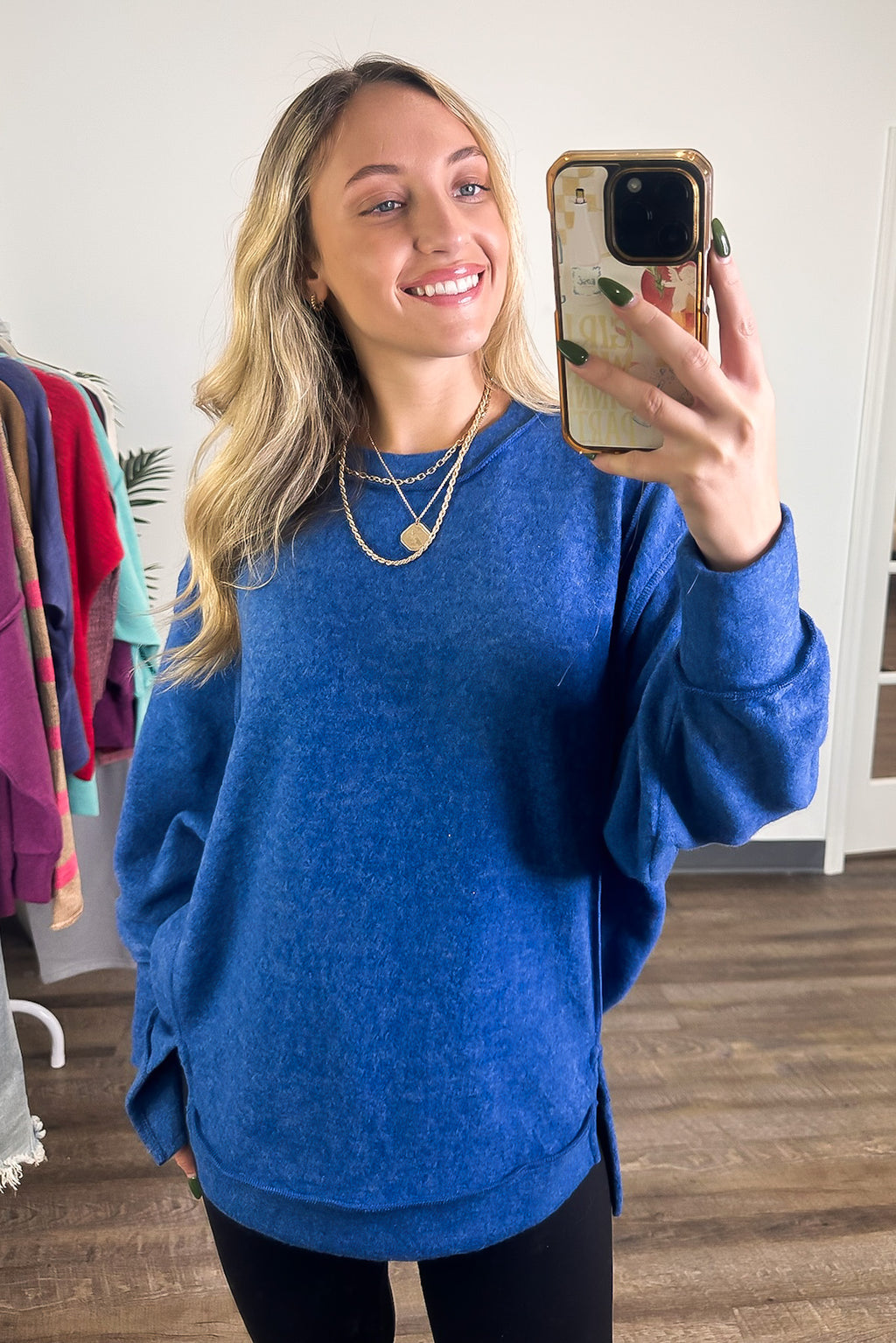 Light Navy / SM Cyndee Hacci Knit Oversized Pullover - Madison and Mallory