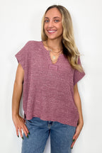 Necessary Charm V-Neck Side Slit Knit Top - BACK IN STOCK - Madison and Mallory