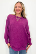Light Plum / SM Cyndee Hacci Knit Oversized Pullover - Madison and Mallory