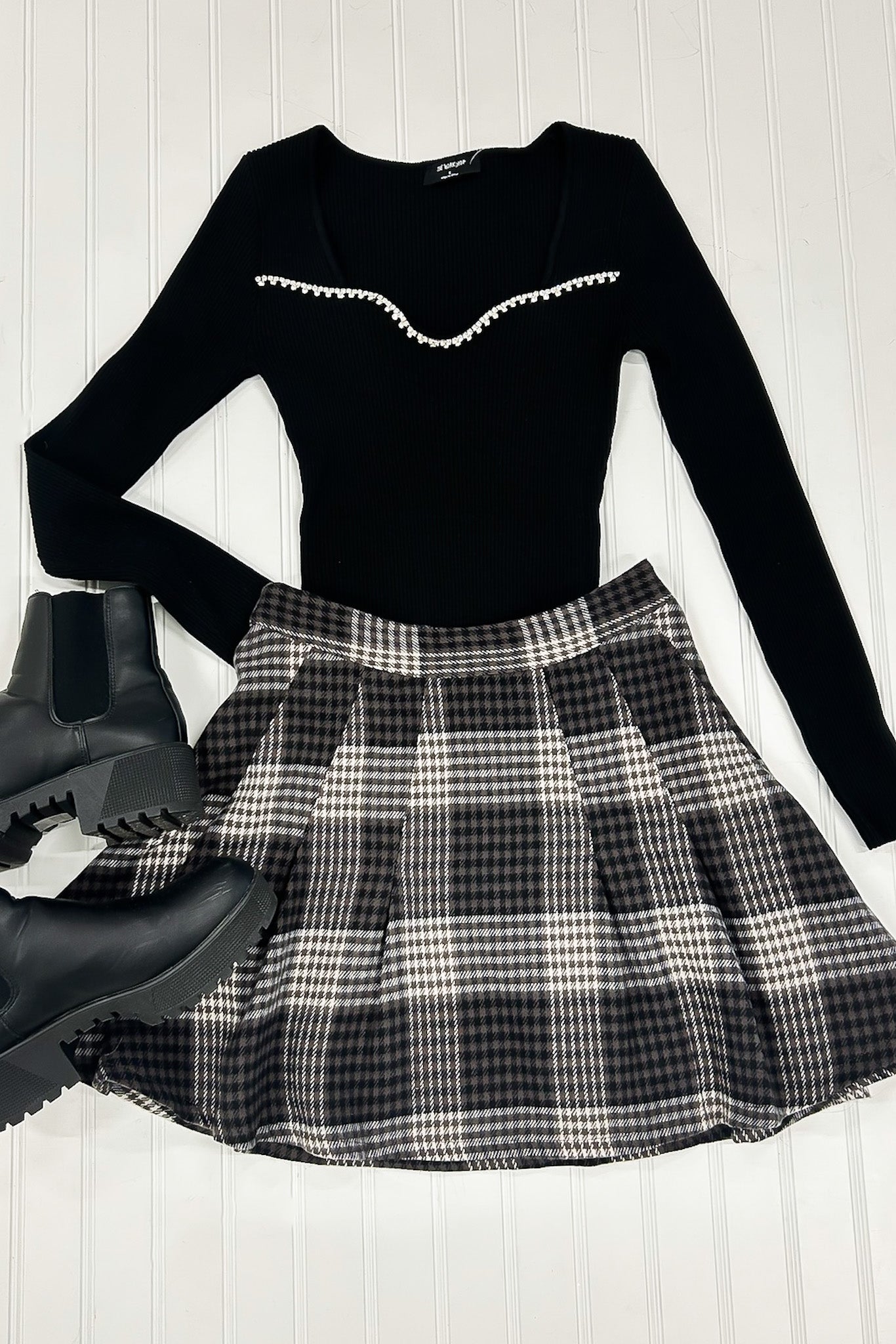 スカート Mardi Mercredi Plaid pleated mini skirt charcoal S50034 223b0735072eb27a2bd95093f12568