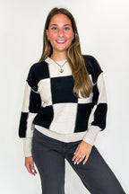 Grid Game Checkered Knit Sweater - FINAL SALE - Madison and Mallory