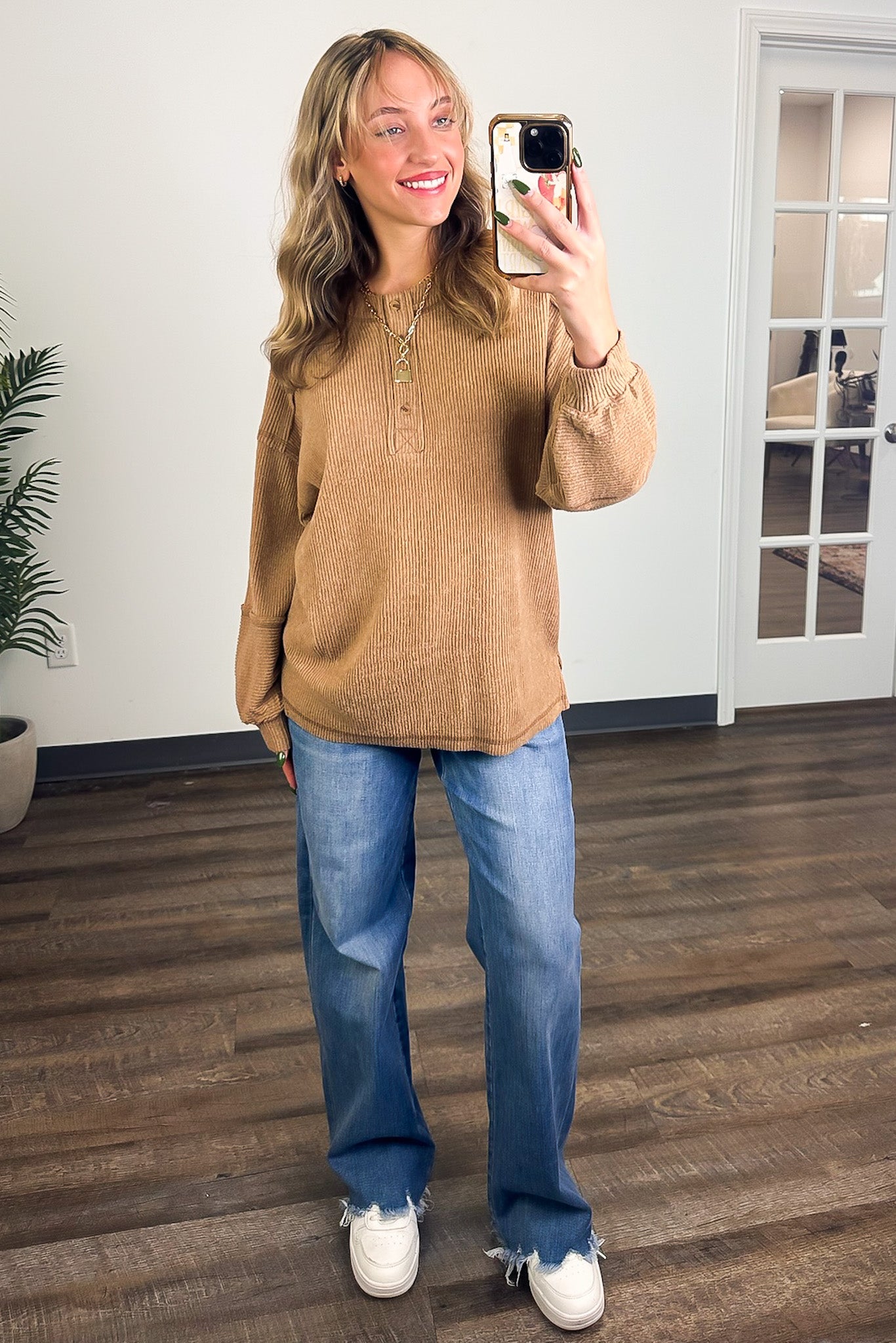 Cozy Outcome Ribbed Henley Top