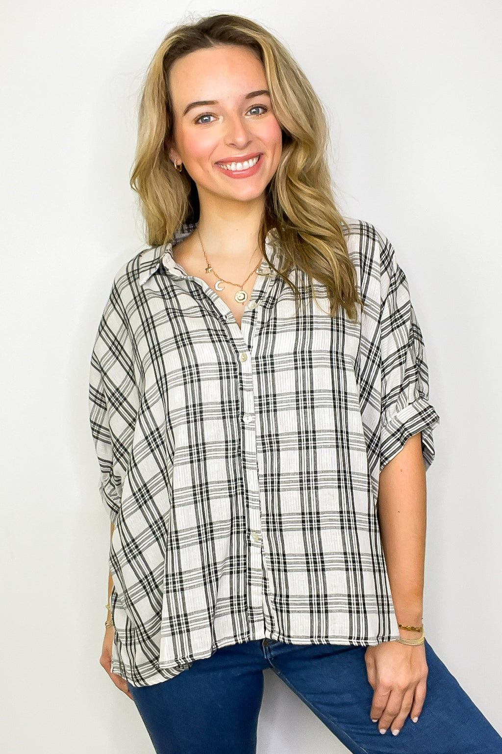 Zoe Plaid Dolman Sleeve Top - FINAL SALE - Madison and Mallory