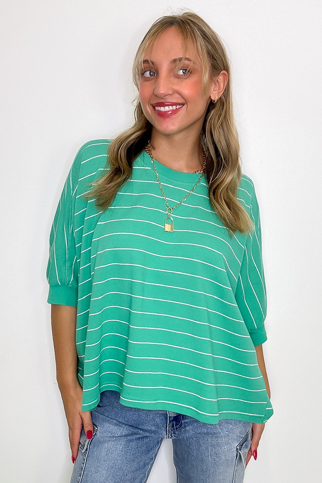 Line by Line Striped Dolman Knit Top - - Madison and Mallory