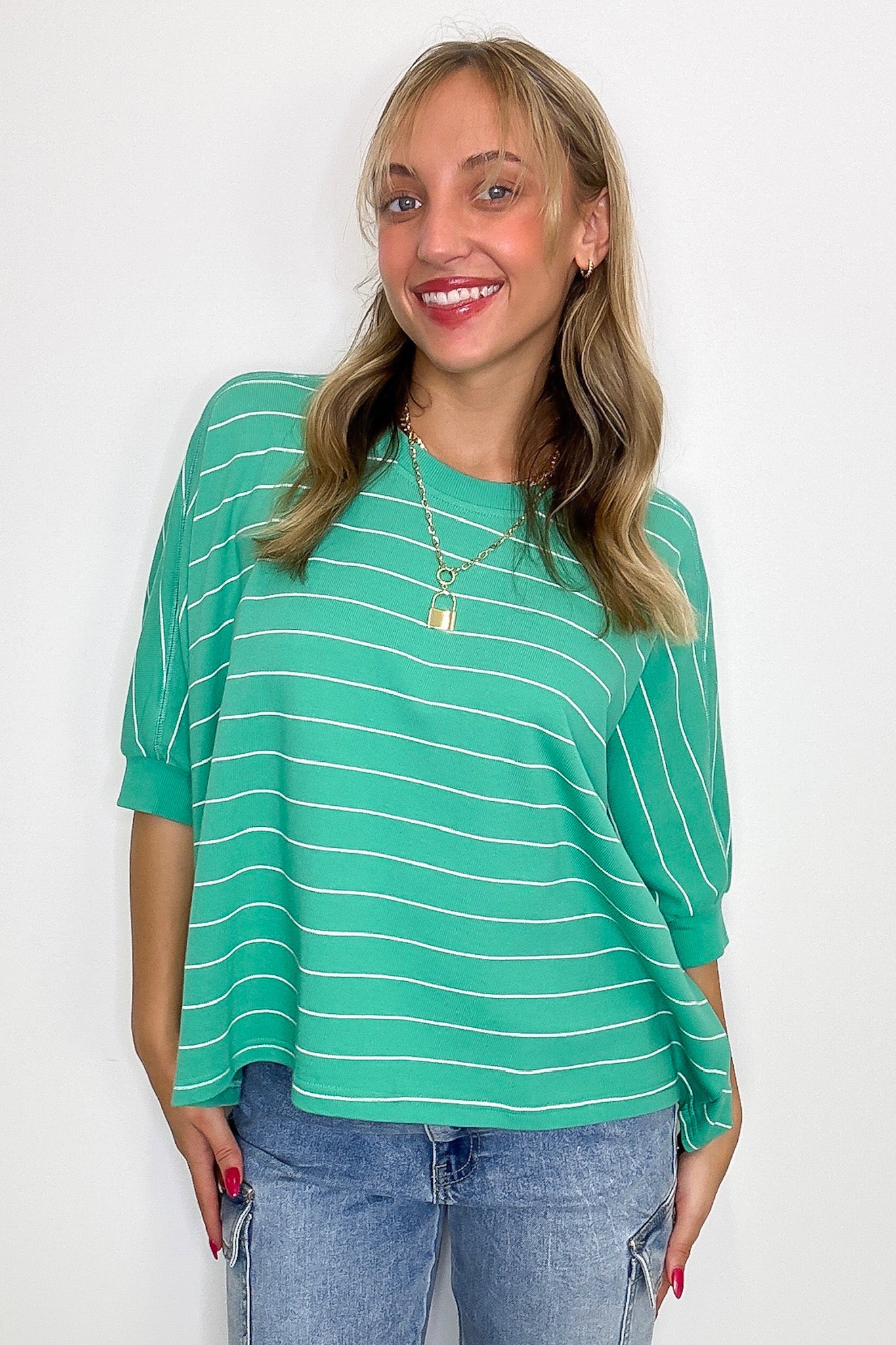 Line by Line Striped Dolman Knit Top - - Madison and Mallory