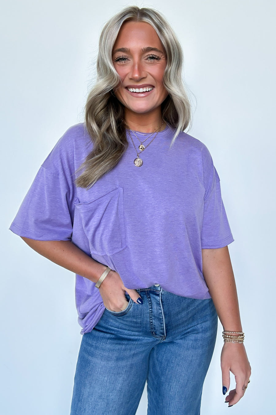 Lavender / SM Ajay Oversized Pocket Top - BACK IN STOCK - Madison and Mallory