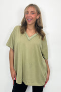 Dried Moss / S Free Spirit Stone Washed Tee - BACK IN STONE - Madison and Mallory