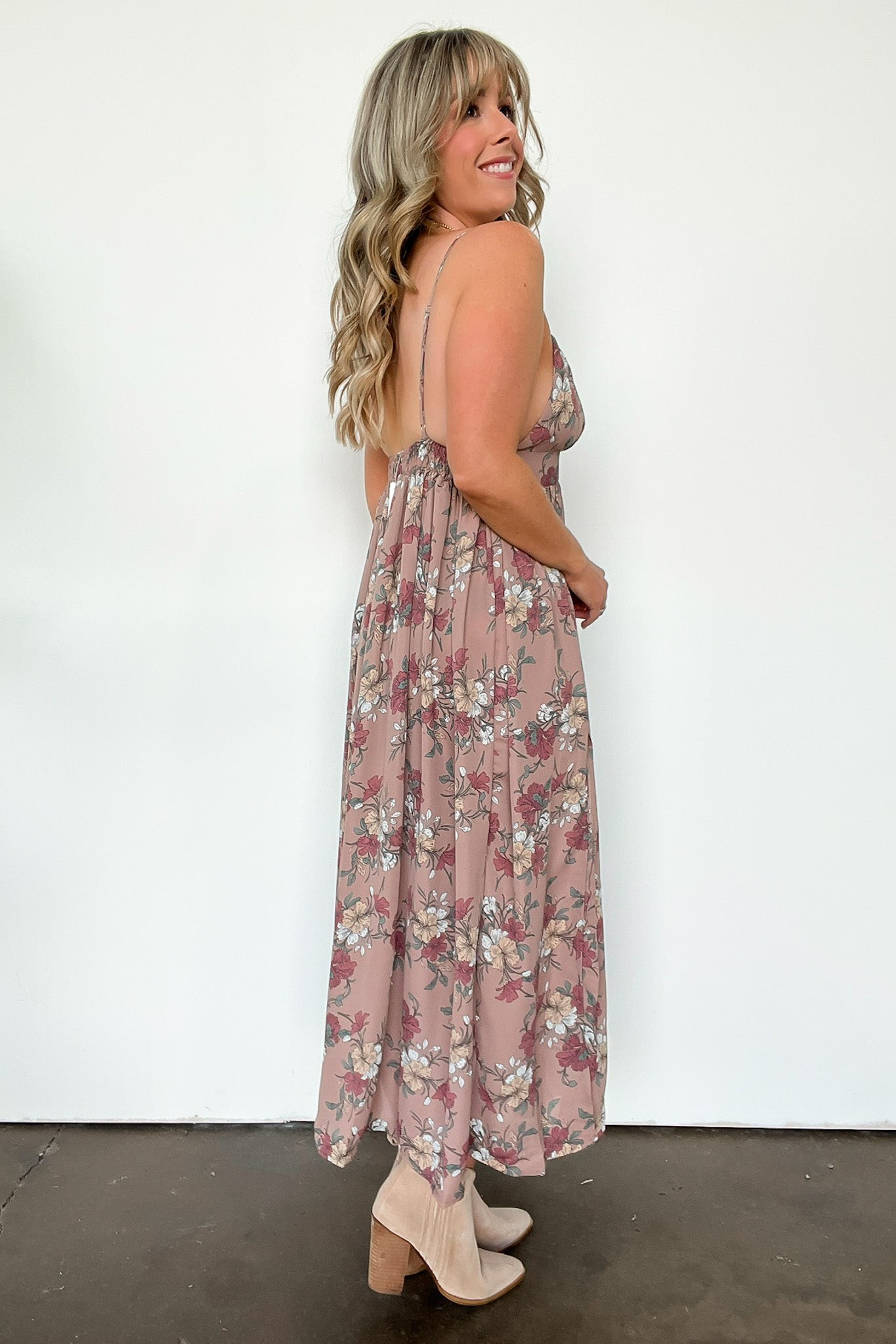  Iconic Romantic Floral Print Side Slit Maxi Dress - Madison and Mallory