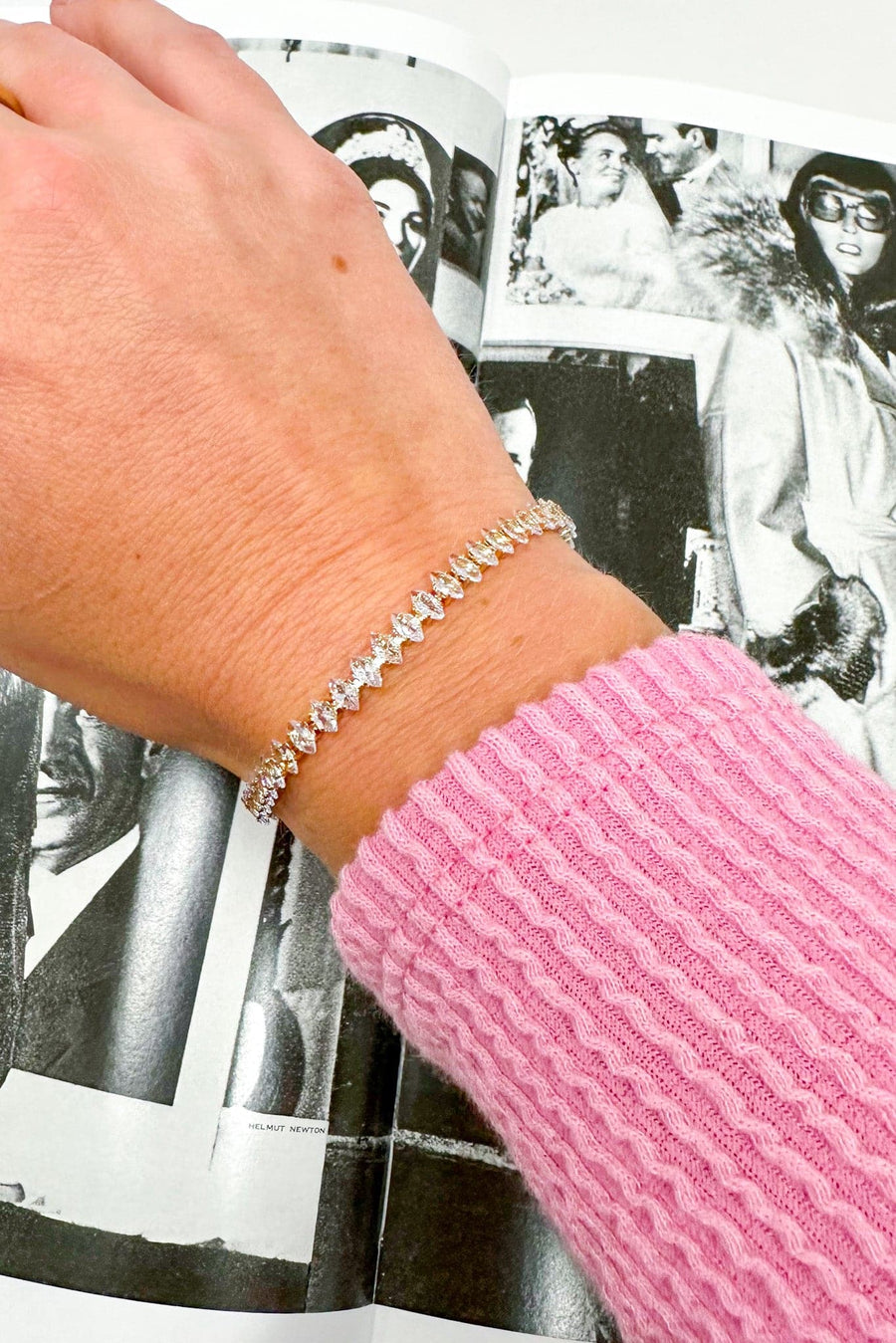 Gold Iconic Sophistication Navette Rhinestone Bracelet - Madison and Mallory
