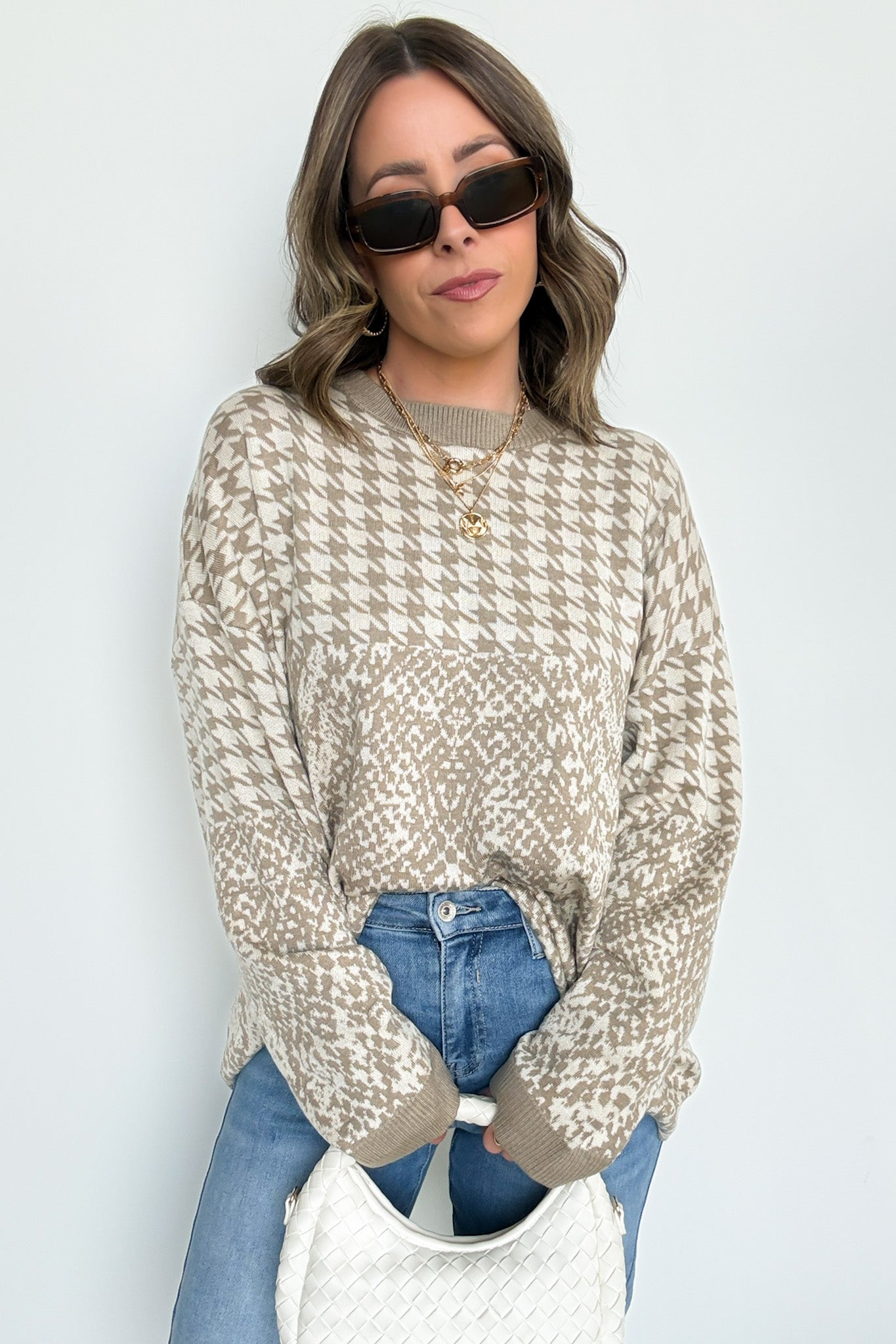 Iconic Ways Contrast Knit Pattern Sweater