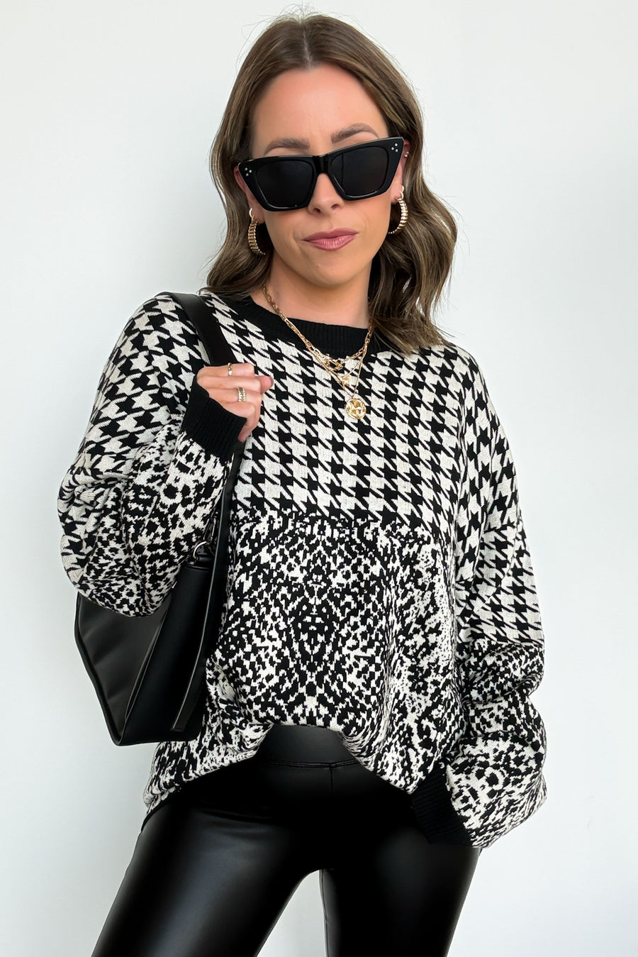  Iconic Ways Contrast Knit Pattern Sweater - Madison and Mallory